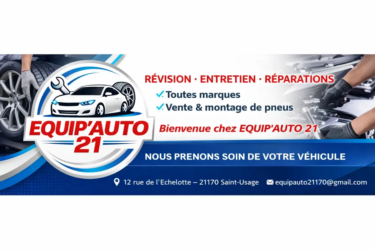Accueil et abords du garage Equip'Auto 21 à Saint-Usage